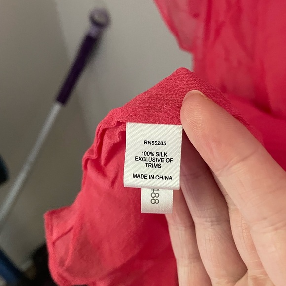 Express Y2K (2007) Vibrant Pink 100% Silk Babydoll Blouse Size Large - Picture 5 of 7